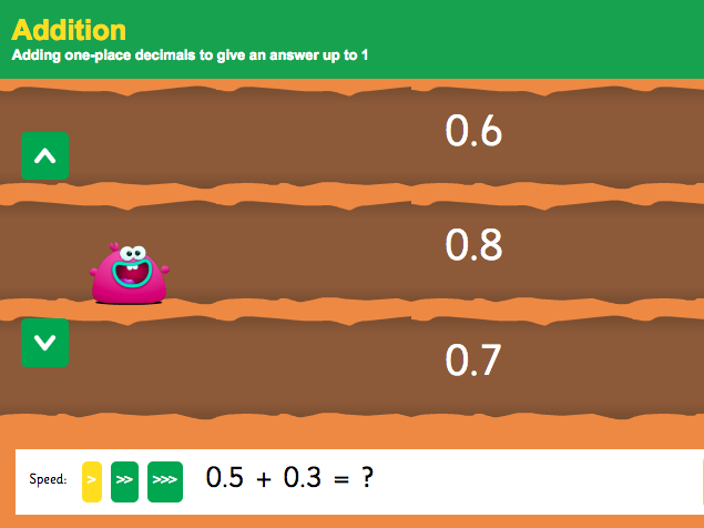 Addition with Decimals: Tenths - Interactive Game 1 - KS2 Number