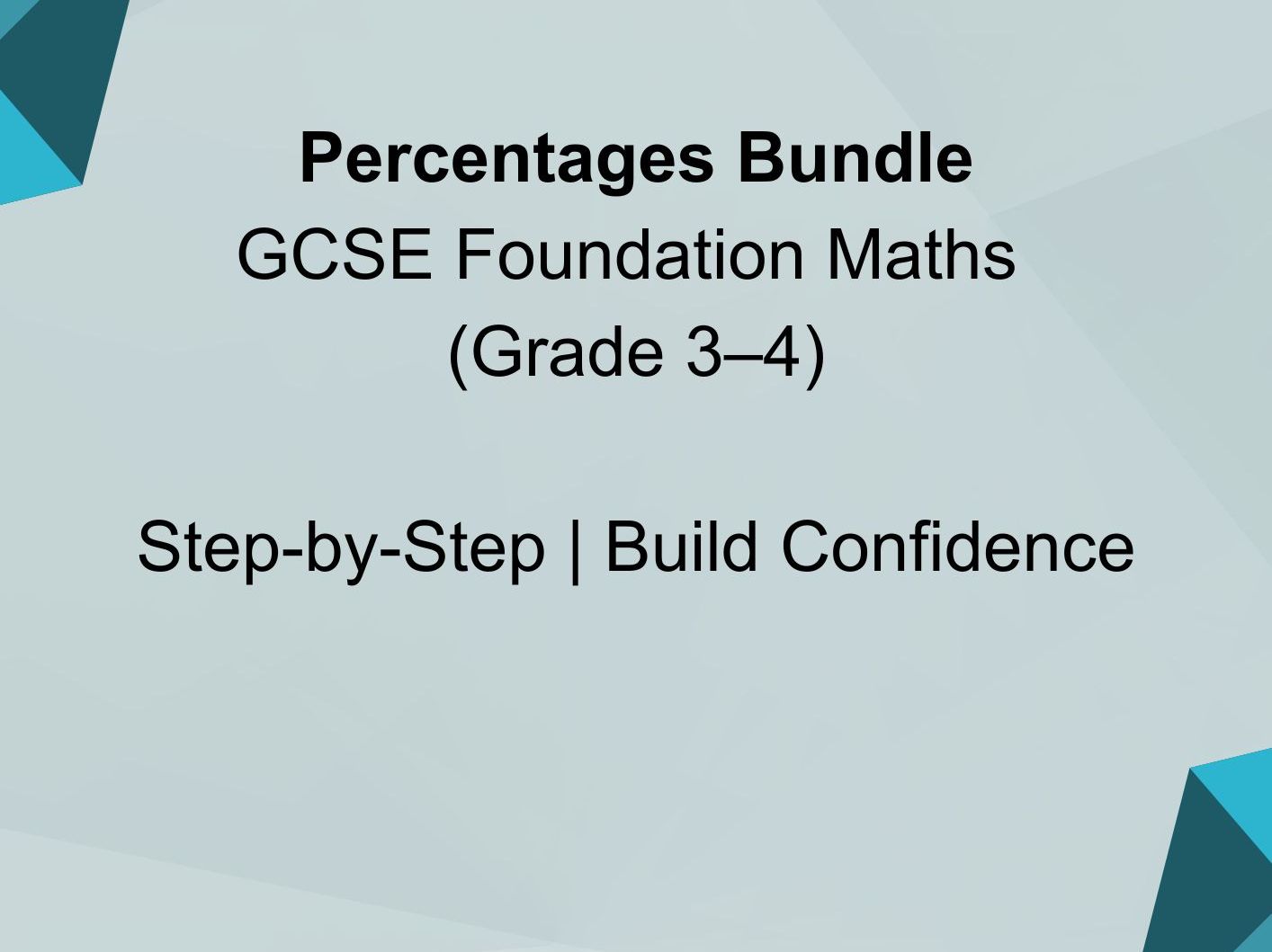 GCSE Maths Percentages Bundle (Grade 3–4) – Step-by-Step Revision Pack
