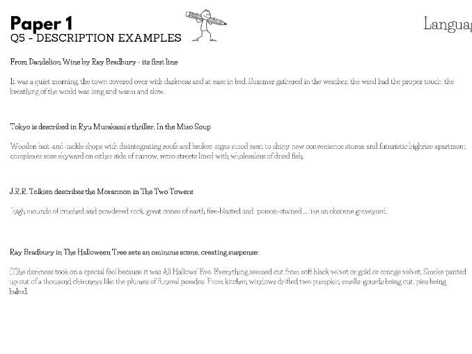 AQA Language GCSE Description Examples