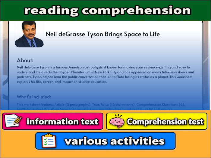 Neil deGrasse Tyson Brings Space to Life- Reading Comprehension & Activities