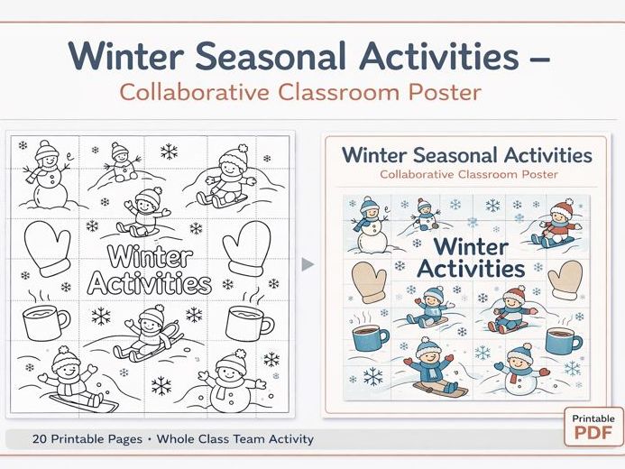 Winter Seasonal Activities – Collaborative Classroom Poster (FREE)