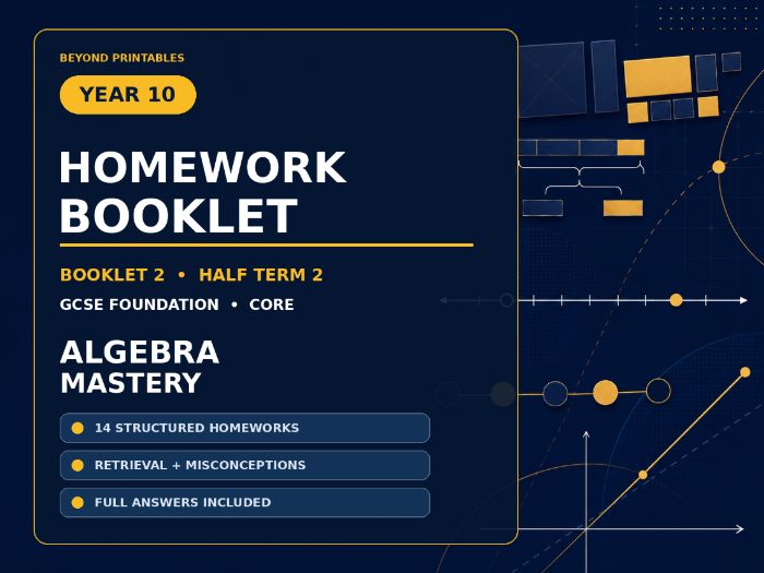 Year 10 Maths Homework Booklet – GCSE Foundation Core | Half Term 2 Algebra
