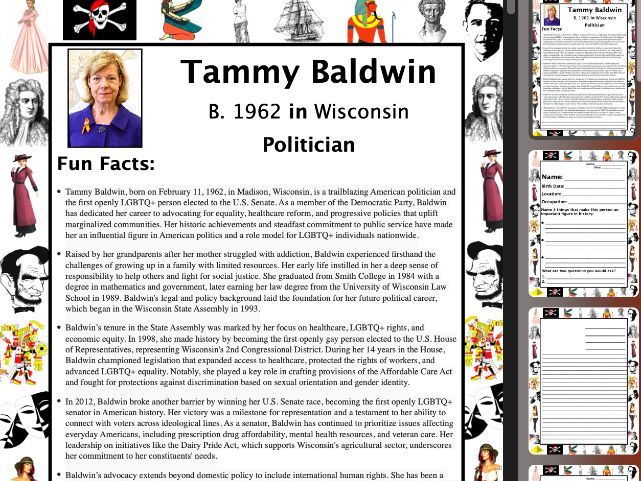 Tammy Baldwin PACKET & ACTIVITIES, Important Historical Figures Series