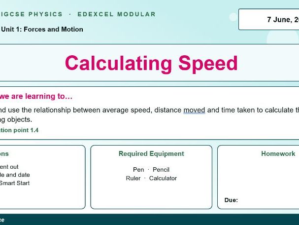 IGCSE Physics: Calculating Speed | Edexcel Modular | Unit 1 | L1