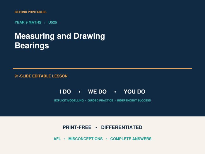 Measuring and Drawing Bearings | I Do, We Do, You Do | Year 9 Maths | Print Free