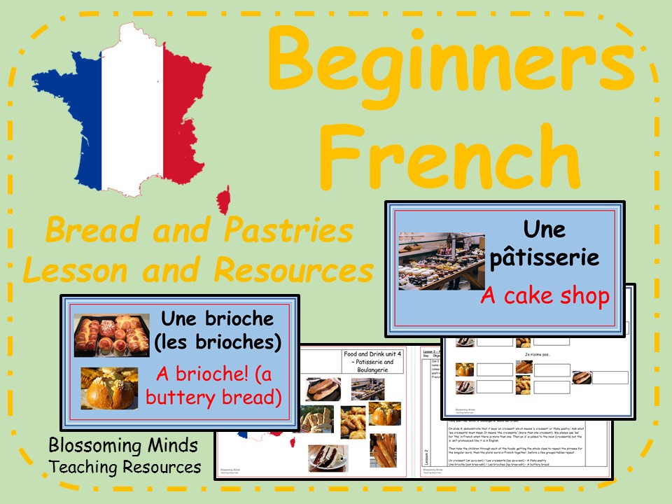 French lesson and resources - Patisseries and Boulangeries (bread and pastries)