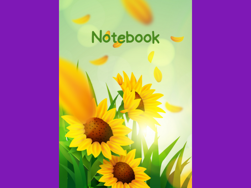 Sunflower and Grass A4 Lined Notebook