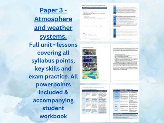 Edexcel iAL Geography. Paper 3. Atmosphere & weather. Full unit of 18 lessons and workbooks.