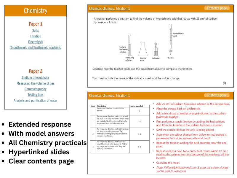 AQA Chemistry Required practicals Extended response