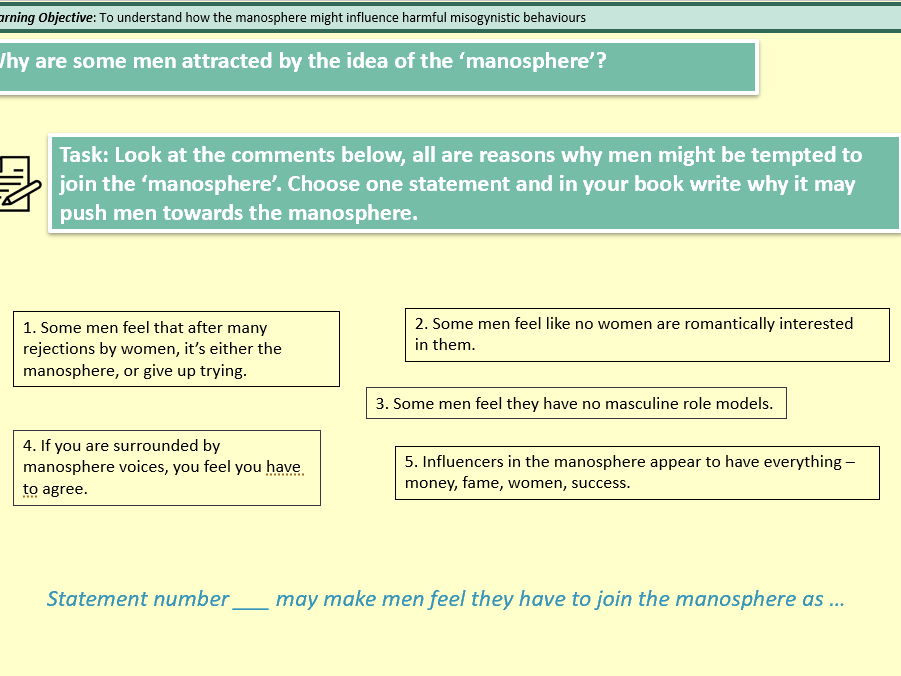 Misogyny and Subcultures PSHE KS3 & KS4