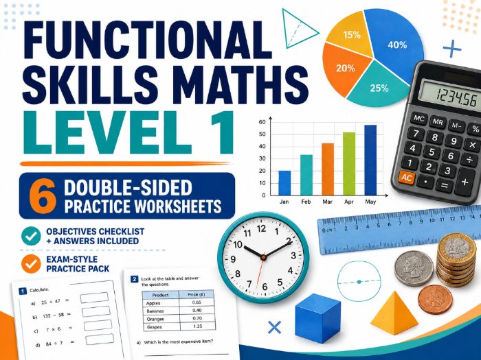 Functional Skills Maths Level 1 Revision & Practice Worksheets