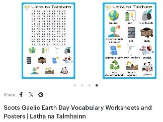 Scots Gaelic Earth Day Vocabulary Worksheets and Posters | Latha na Talmhainn