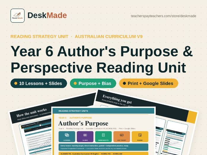 Year 6 Author's Purpose Reading Unit | Australian Curriculum V9