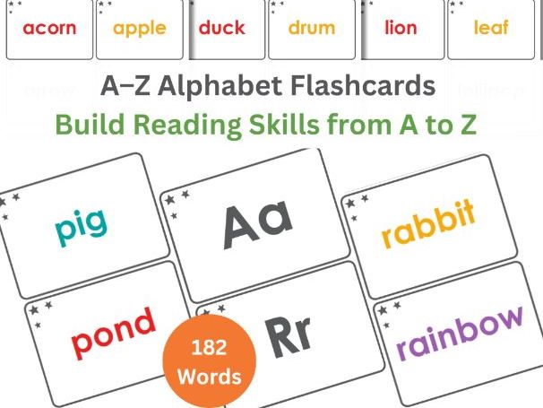 A–Z Alphabet Flashcards | Phonics & Word Building | Progressive Reading Practice