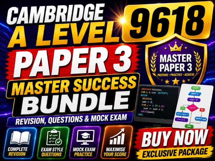 Cambridge A Level 9618 Paper 3 Master Success Bundle | Revision, Questions & Mock Exam