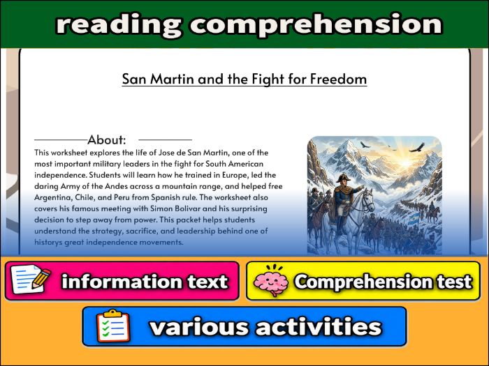 San Martin and the Fight for Freedom  & Comprehension Test