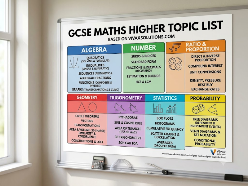 GCSE Maths Higher Tier: Topics List