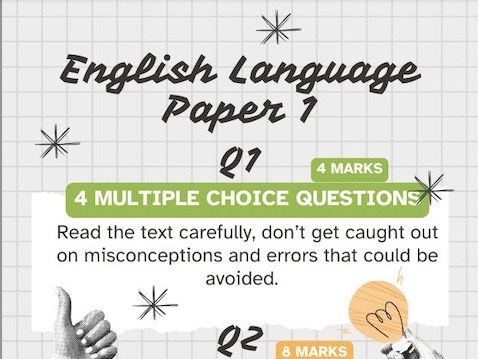 English Language Paper 1 Bookmark