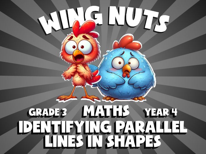 Identifying Parallel Lines in Shapes WING NUTS Maths Game | No-Prep Year 4 Review Activity