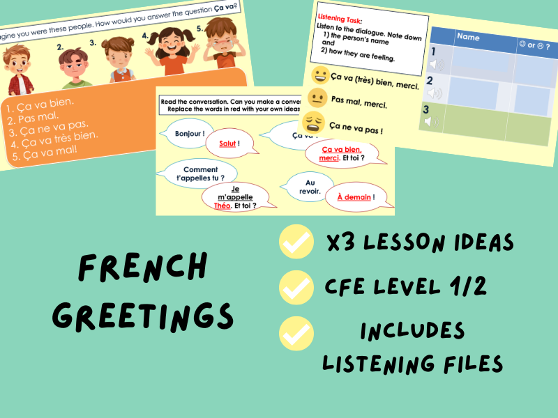French Greetings | PowerPoint Lessons | CfE Level 1/2