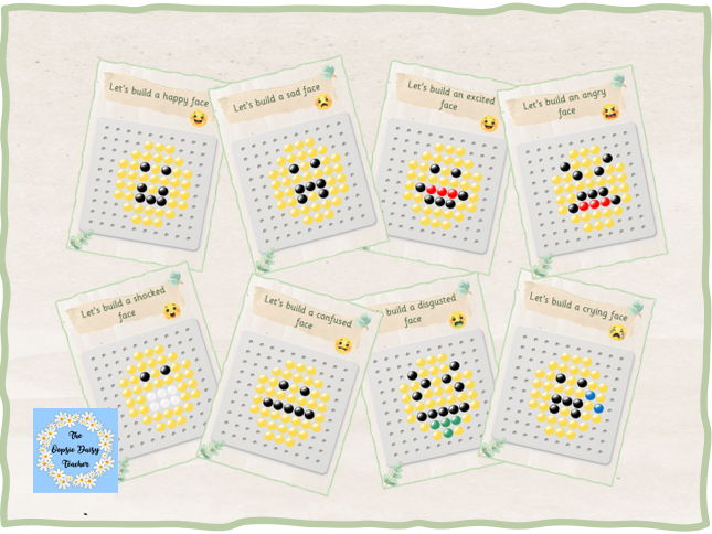 Peg Board Challenge Cards - Emotions (Natural Theme)