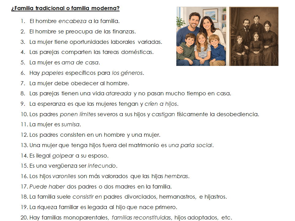 ¿Familia tradicional o familia moderna?