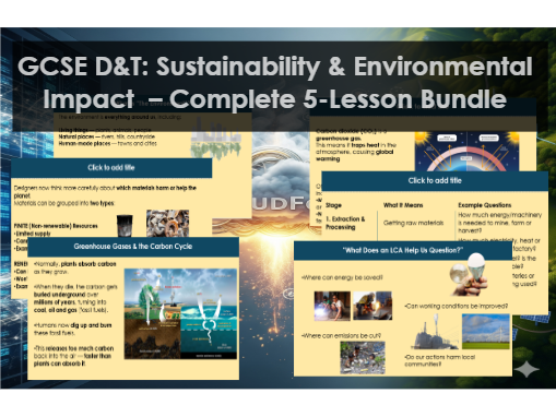 GCSE D&T: Sustainability & Environmental Impact – 4-Lesson Bundle