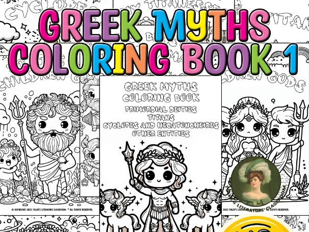 Greek Myths Coloring Book #1 in Kawaii Style No Prep