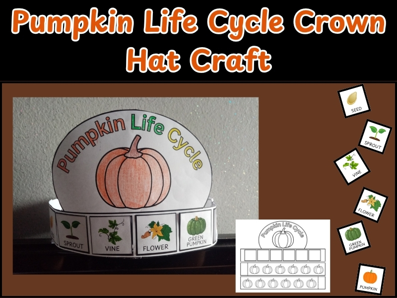 Pumpkin Life Cycle Crown Hat Craftivity | Halloween Wroksheet Activity