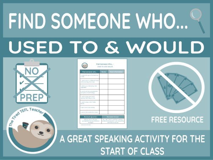 ESL Find Someone Who Activity - Used To and Would