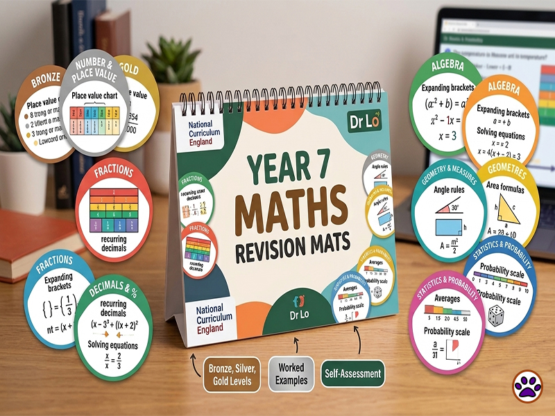 Year 7 Maths Revision Mats Bundle ( 6-Unit Pack)