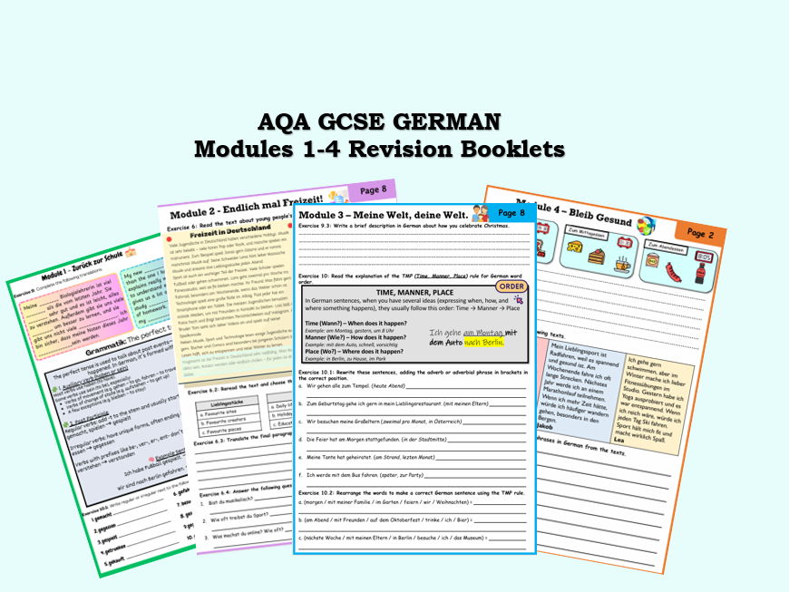 NEW AQA GCSE German - 2026 - Modules 1-4 Revision Booklets