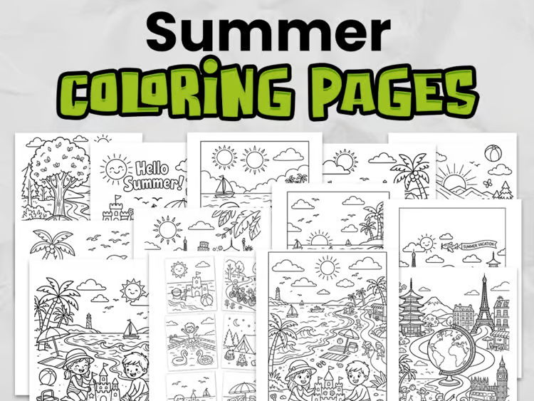 Summer Colouring Pages | End of Term Activity | Primary Printable