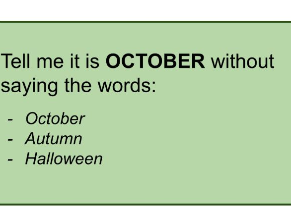 Show, don't tell Flashcards: Months and Characters. Creative writing prompts / teaching resource
