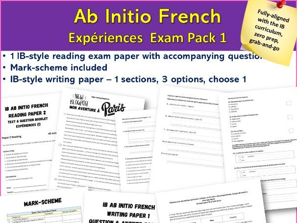 IB French Ab Initio-style Assessment – Writing &Reading | Experiences theme (1)