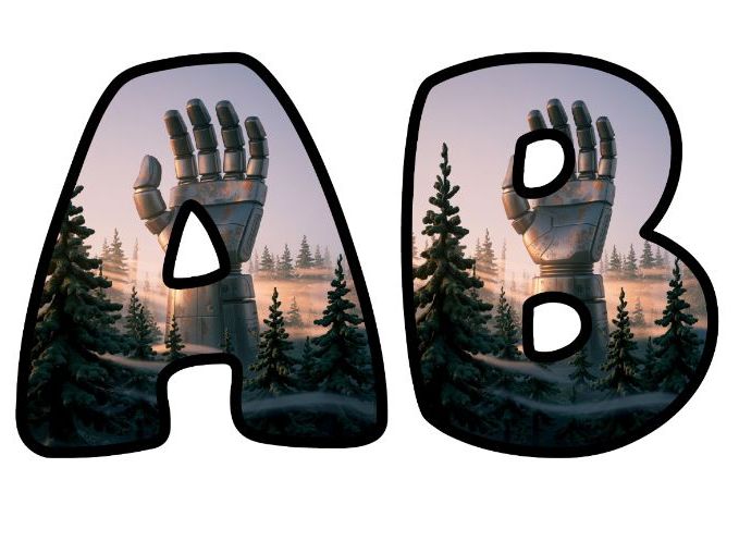 Giant Robot Hand Classroom Display Lettering Set | Upper & Lowercase Letters, 0-9 and Signs