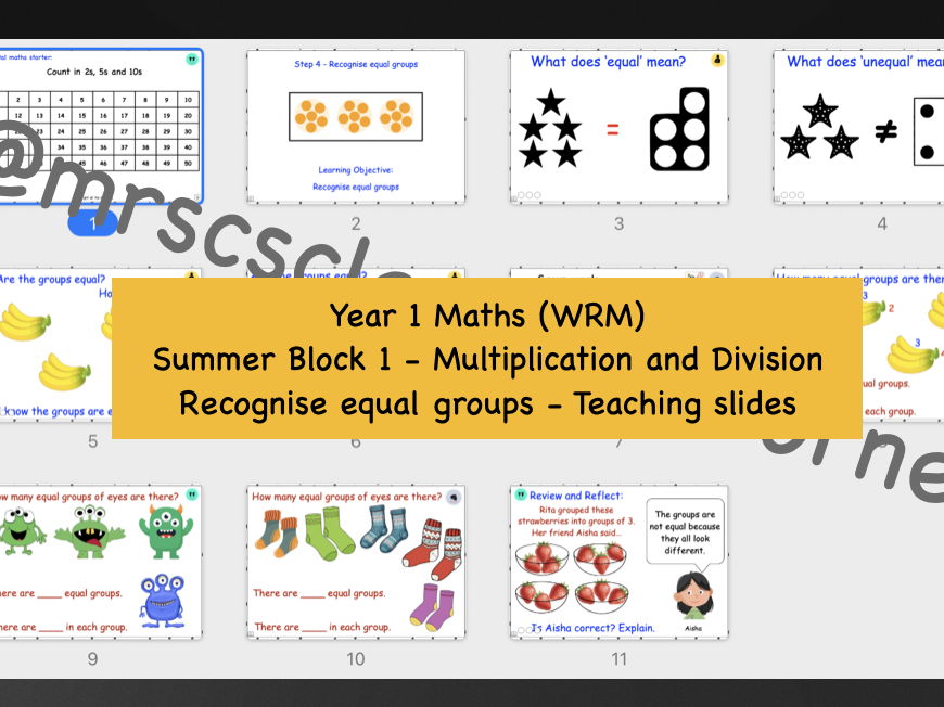 Recognise Equal groups teaching slides - Year 1 WRM Summer Blk 1 - Multi and Div - Step 4 (part 1)