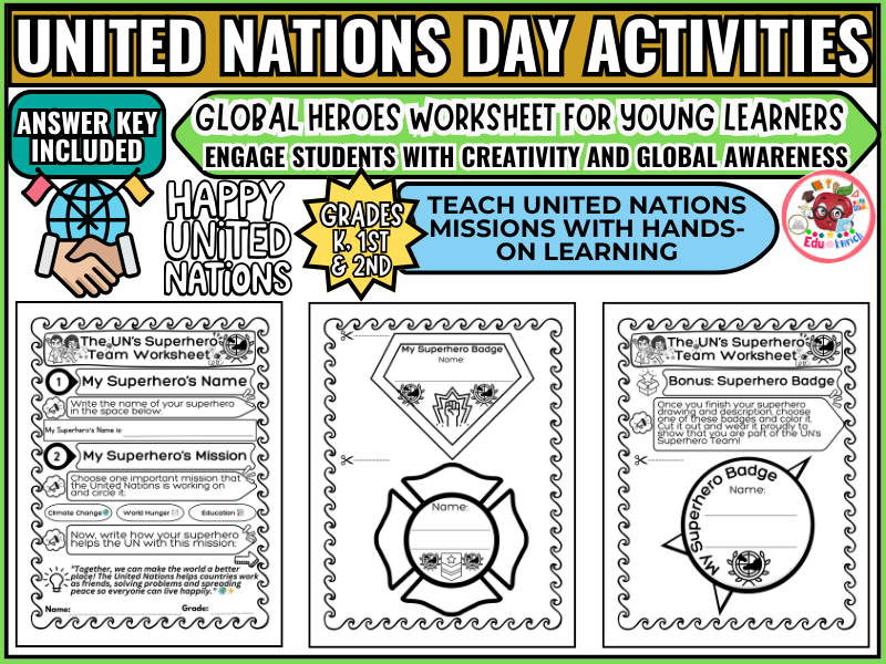 United Nations Day • No-Prep Heroes Activities Worksheet