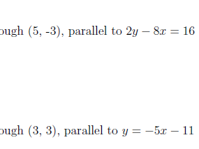 Equation of a line through a point and parallel to a given line