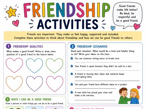 Friendship Activities Worksheet | KS1 & KS2 PSHE | Friendship and Relationships Activities