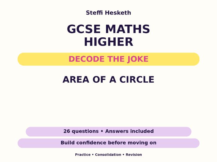Area of a Circle | GCSE Decode the Joke + Answers