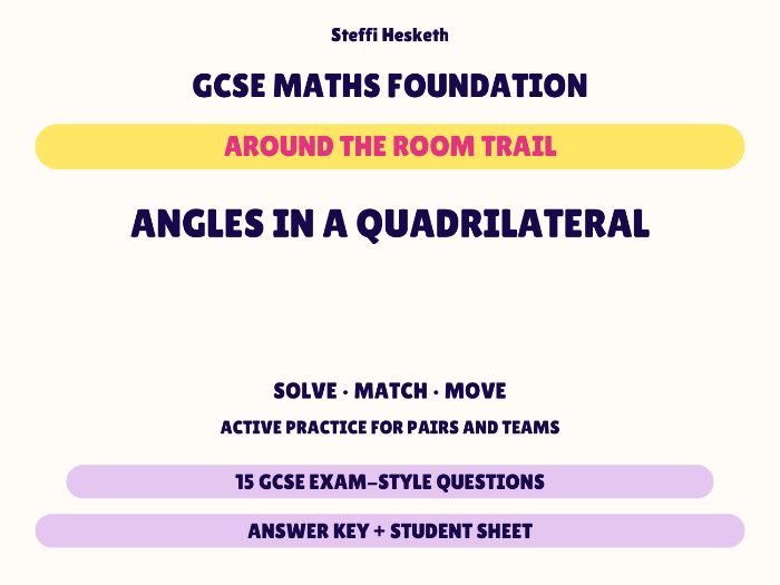 GCSE Foundation Maths Angles in a Quadrilateral | Around the Room Trail