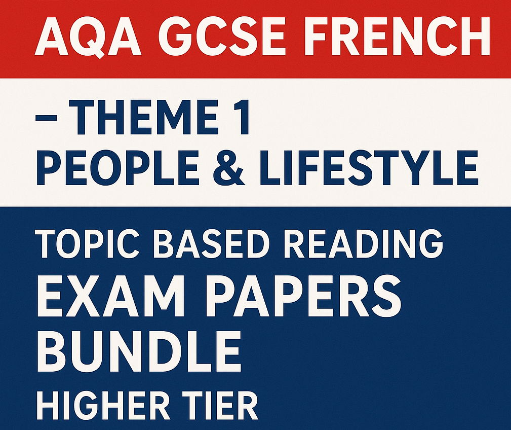 2026 AQA GCSE French – Theme 1 People & Lifestyle Topic Based Reading Exam Papers Bundle (Higher Tier)