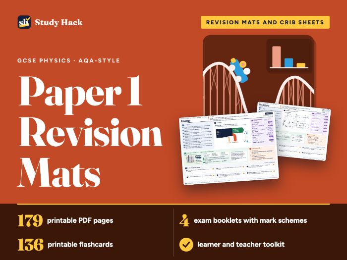 GCSE Physics Paper 1 Revision Bundle: AQA-style mats, quizzes, exam booklets, flashcards