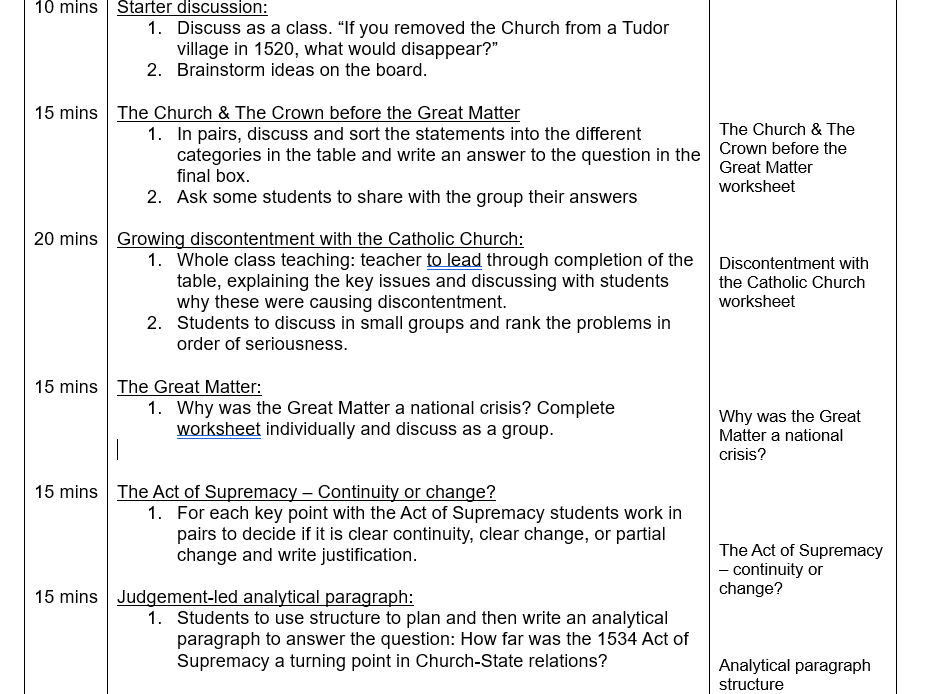 Rebellion & Disorder Under The Tudors Lesson 3: Church & State (1)