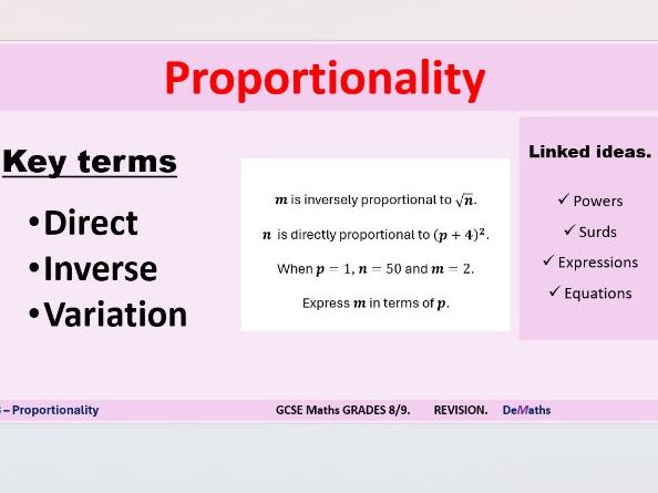 Proportionality - Revision for Grades 8/9 - PPT