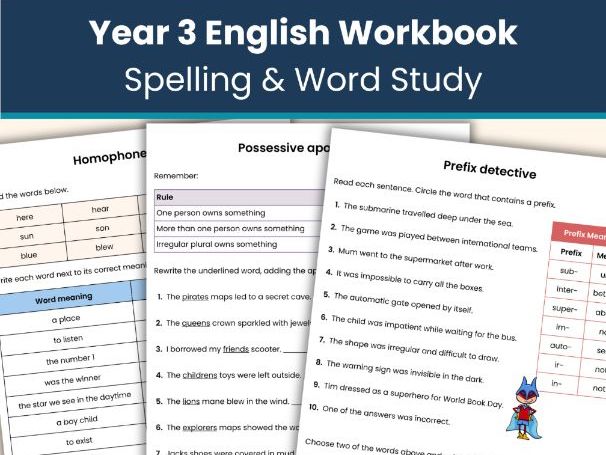 Year 3 Spelling and Word Study Workbook | English Activities | Printable Resource