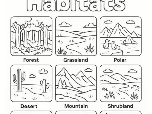 Primary Science Habitats and Ecosystems Colouring Sheet