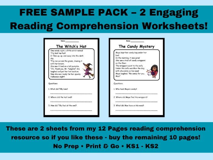 FREE Halloween Reading Comprehension Worksheets | KS1–KS2 Literacy | 2 Sample Stories