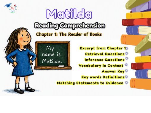 Matilda Reading Comprehension – Chapter 1 The Reader of Books | Retrieval, Inference, Vocabulary +